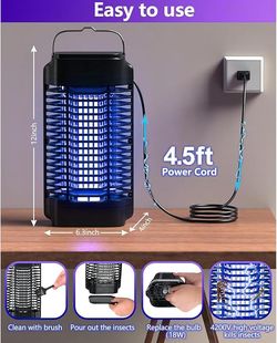 New in box Bug Zapper Outdoor, Electric Mosquito Insect Killer Fly Zapper Mosquito Zapper for Backyard, Home, Garden, Patio, Camping, Black