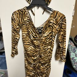 Women's Tiger Dress And Headband 