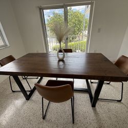 WOOD DINING TABLE WITH CHAIRS