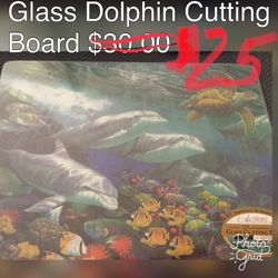 Price reduced Large glass dolphin cutting board