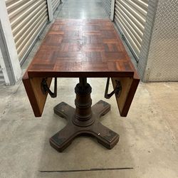 Vintage Convertible Parquet Coffee/Dining Table – 36” x 36” – Height Adjustable MCM