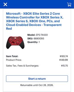 Xbox Elite Series 2 Core Wireless Controller Transparent Red