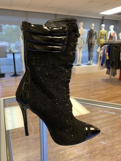 Black Crystal Studded Heels 5-10 AVAILABLE