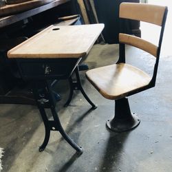 Vintage Metal  Childs School Desk