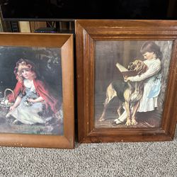 Vintage Famous Prints- Reclaimed Wood Frames & Glass