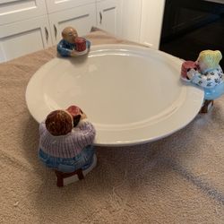 Decorative Cake Stand with Figurines Vintage Cake Platter 1997 Lotus brand “Let’s eat cake” 