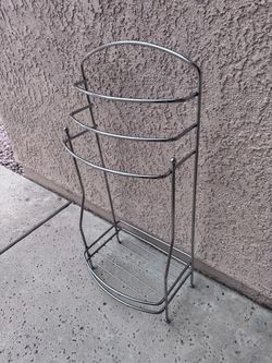 Vintage Mid Century Stainless Steel Freestanding Towel Rack with Shelf MCM