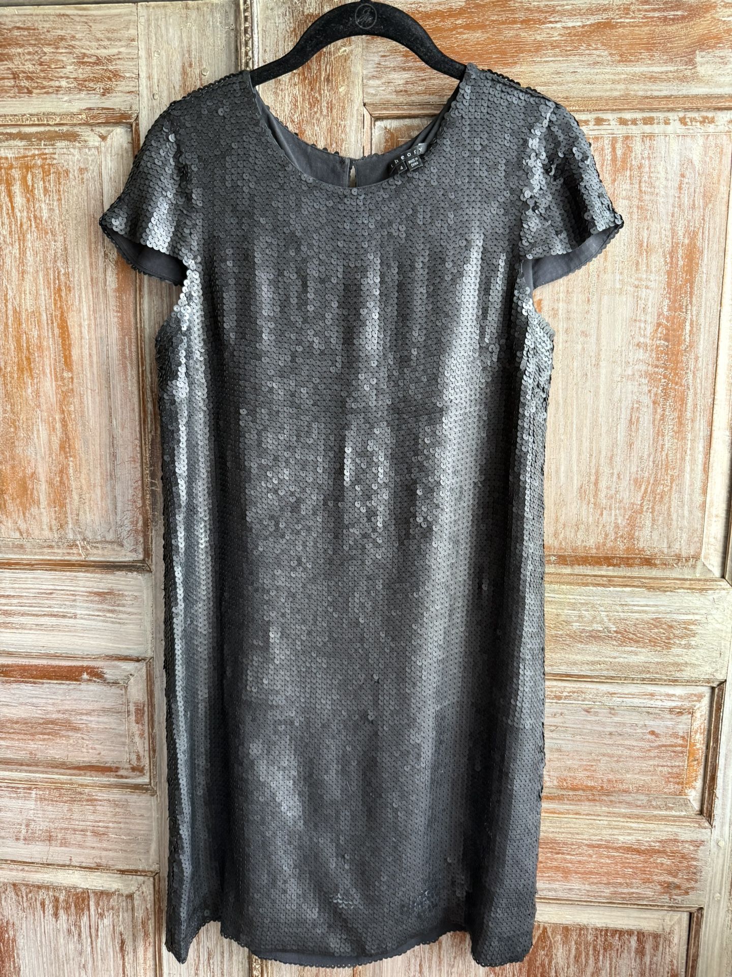 Theory Black Matte Sequin Dress – Size 4