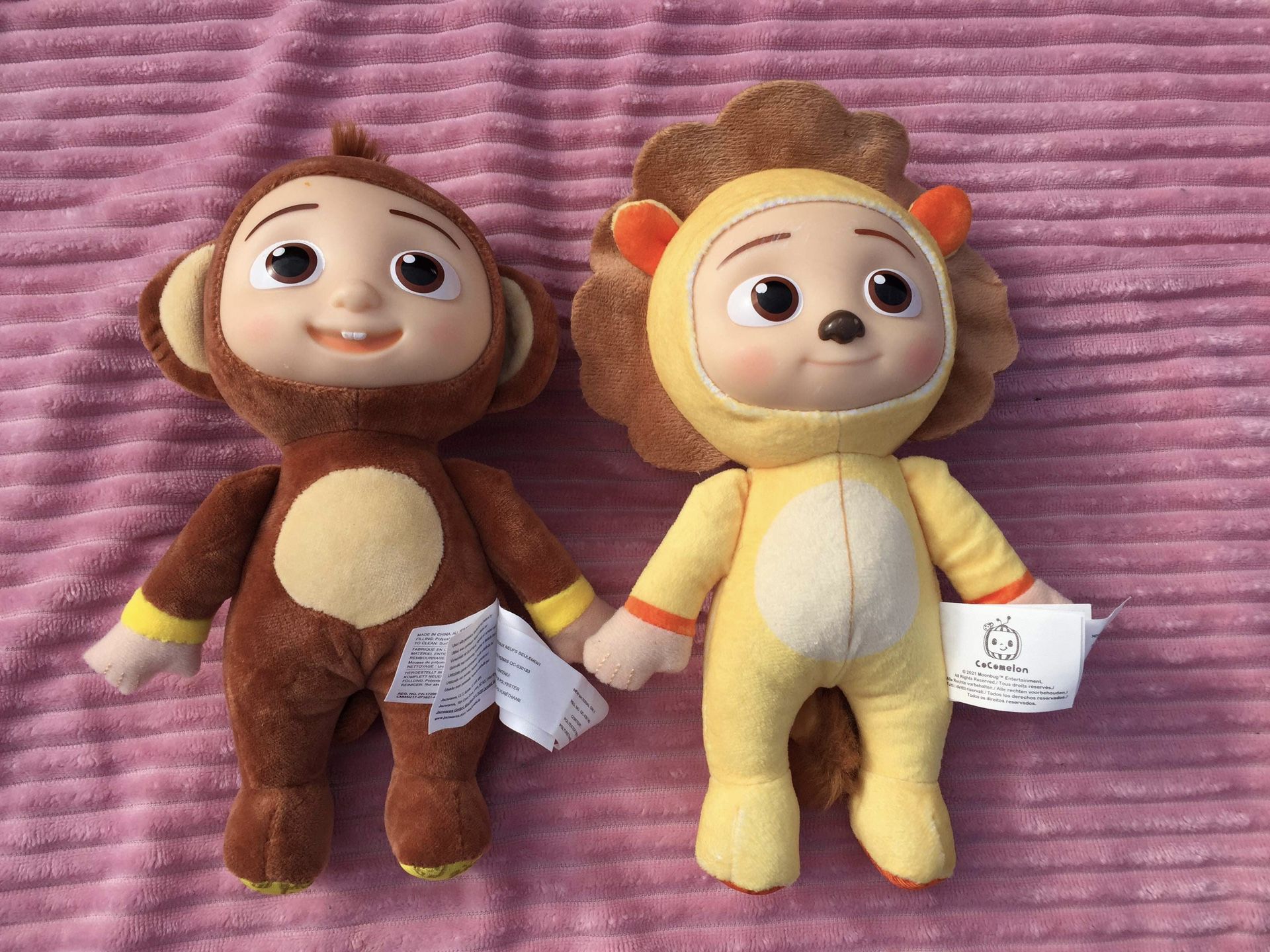 CoComelon MONKEY and LION Plush Stuffed Animal Toy 8” lot of 2