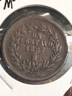 #609 Mexico 1887 Un Centavo Coin 