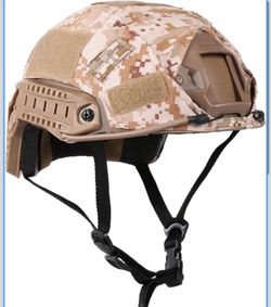 2pk Tactical Helmet with Helmet Cover, Airsoft Helmet with Front NVG Mount and Side Rail, PJ Type Tactical Paintball Airsoft Fast Helmet for Cosplay