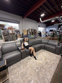 Karson leather power reclining sectional couch