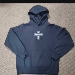 Supreme Cross Box Logo Hoodie. Mens M (Navy)