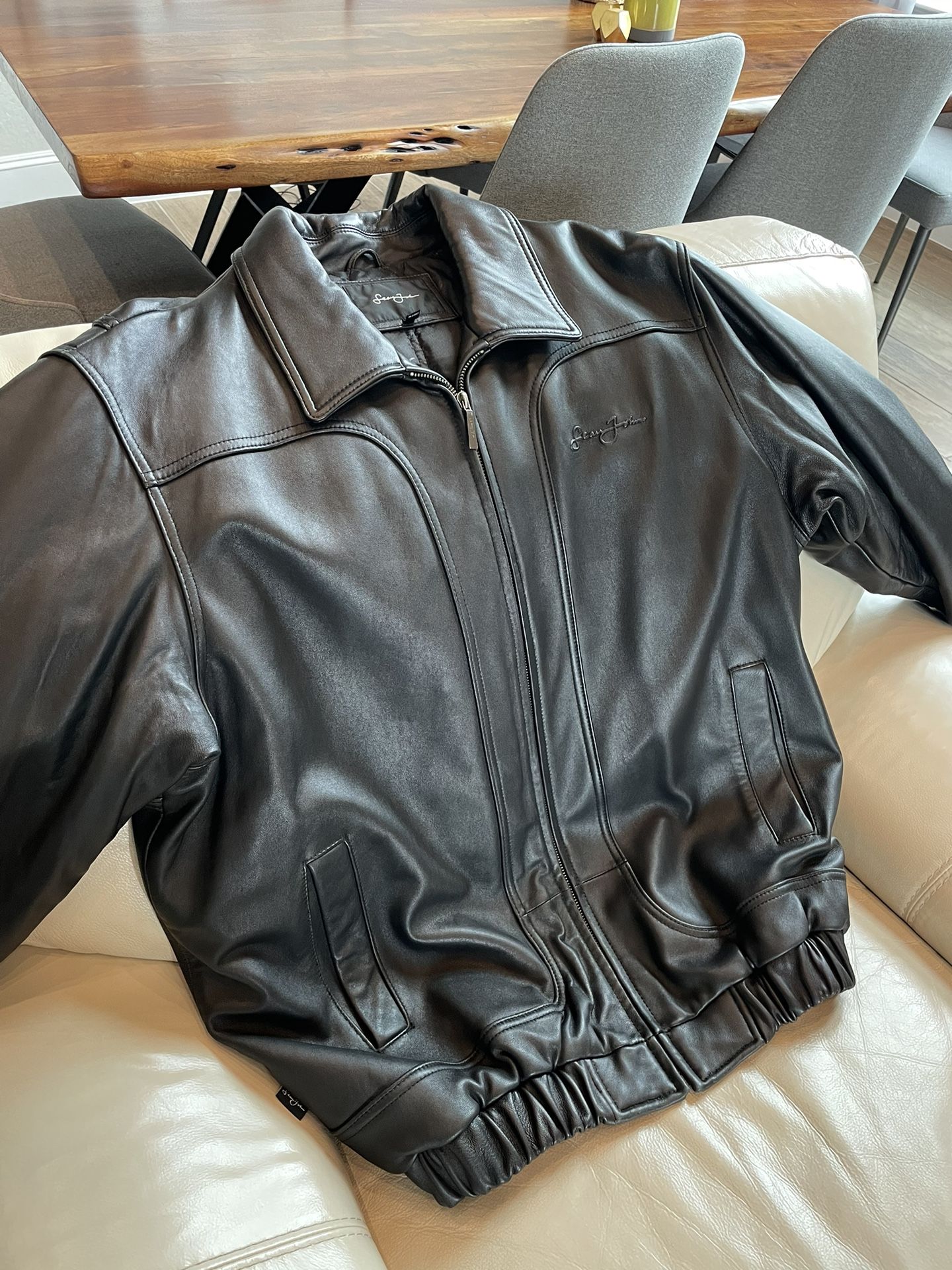 Original Vintage Sean John Genuine Leather Jacket Black for Sale