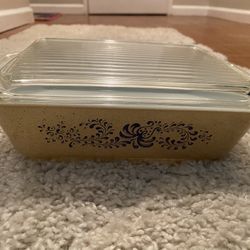 Vintage Pyrex Homestead Refrigerator Dish 503 With Glass Ribbed Lid 