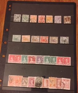 British Colonial UK vintage stamps including Queen Victoria and Malaya