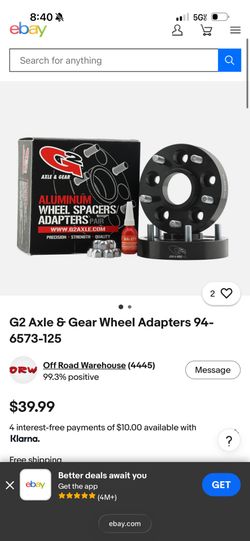 G2 Axle & Gear Wheel Adapters 94- 6573-125