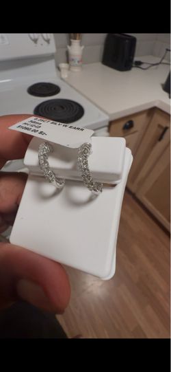 0.25CT Silver Natural Diamond Hoop Earrings