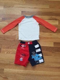 Rush guard and swim trunks