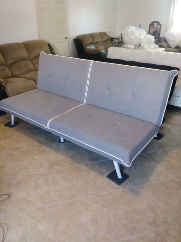 Oversized Futon Emily Vanilla Splitback Convertible Faux Leather Futon Sofa For Home Furniture