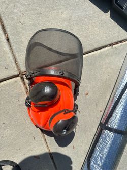 Safety Helmet with Mesh Visor and Ear Muffs