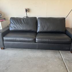 Black Vegan Leather Sofa Loveseat– Like New