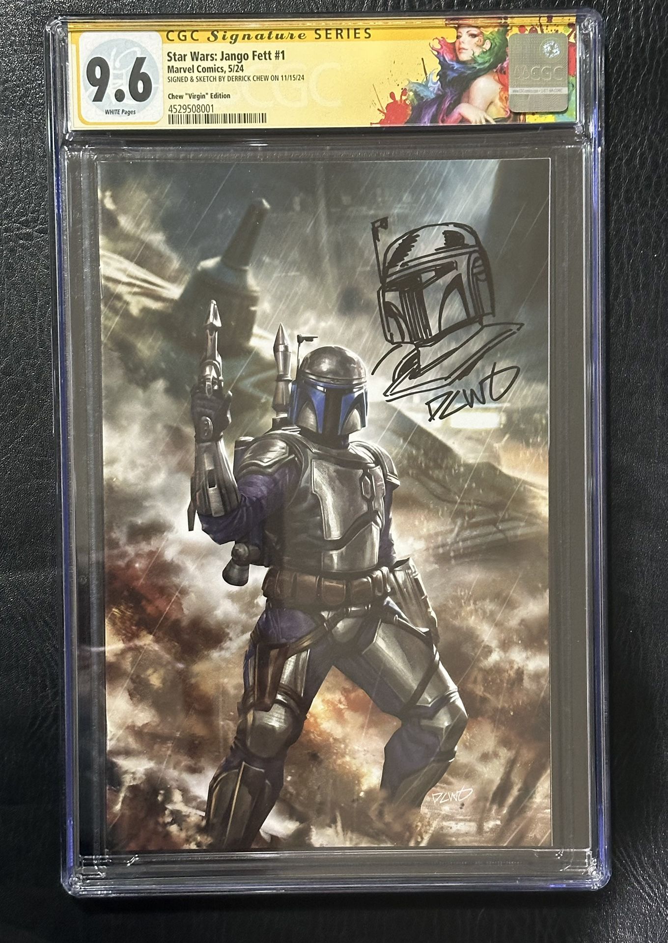Star Wars : Jango Fett #1 1:100 Ratio CGC SS 9.6 SS Signed & Sketch Derrick Chew