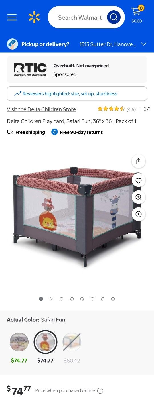 Safari Fun XL Play Yard 36x36