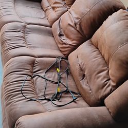 Beautiful  Deep Brown Leather Suede Electric Reclining Sofa $85