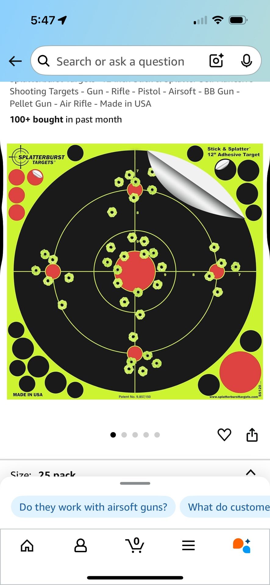 12” Sticky Splatters Target Sheets 25 Ct