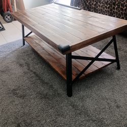 solid wood, steel reinforced coffee table