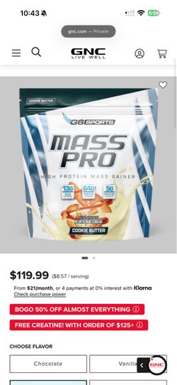 G6 mass pro high protein mass gainer