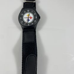 Game Time Black Velcro Pittsburgh Steelers Watch