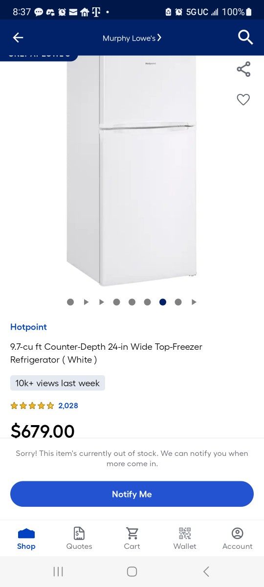Refrigerator With Freezer New White / Black