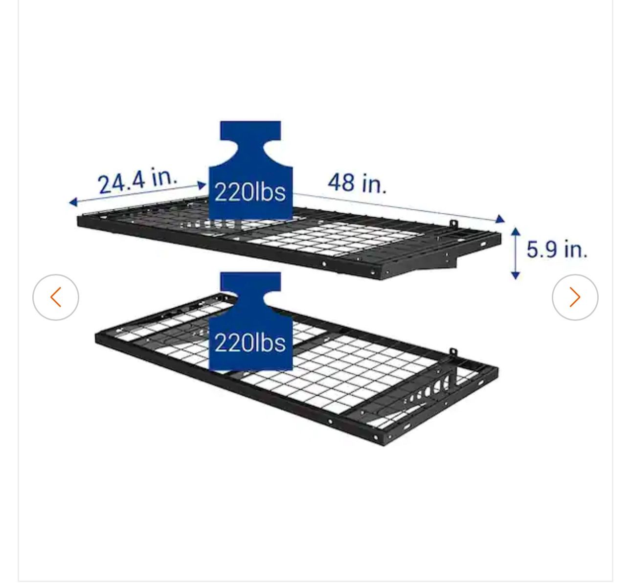 Garage Shelves. FLEXIMOUNTS 24 in. x 48 in. Heavy Duty Black