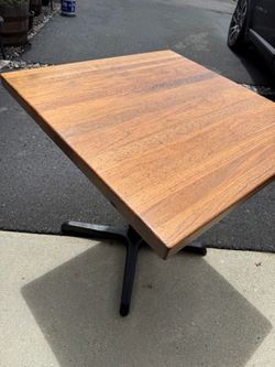 Square Wood Top Bistro Table with Cast Iron Base