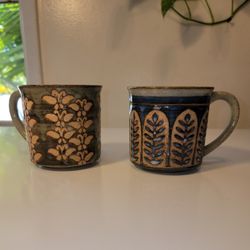 Brown Speckled Stoneware Mugs Set Of 2