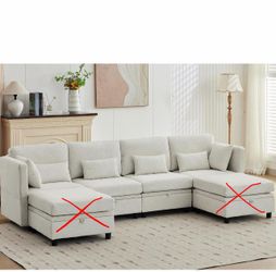 2427 112" Modular Sectional Sofa with Storage, Sectional Couches for Living Room, Convertible Modular Sofa with Ottomans, U Shaped Comfy Couch with C