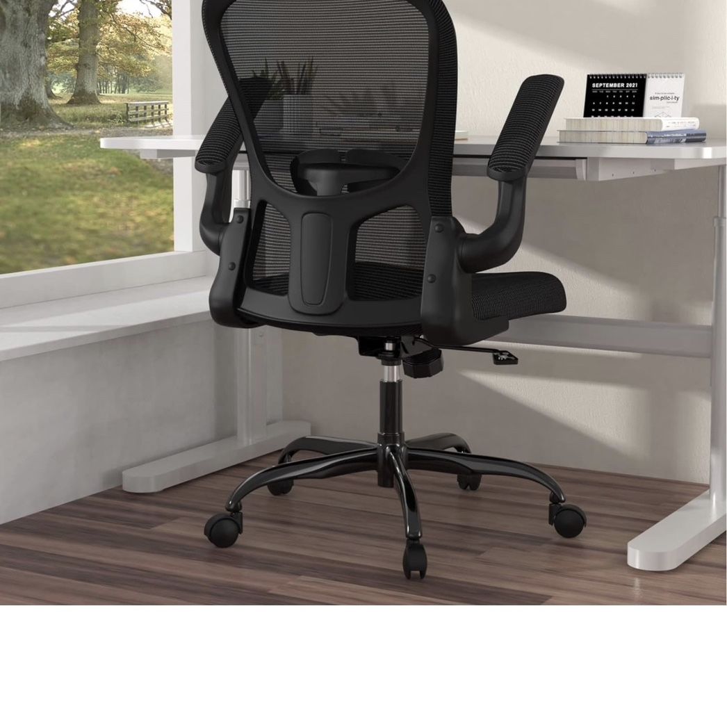 Ergonomic Office Chair, Comfort Swivel Home Office Task Chair, Breathable Mesh Desk Chair, Lumbar Support Computer Chair with Flip-up Arms and Adjusta