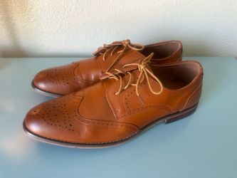 Men's Tan Leather Wingtip Oxford Dress Shoes(SizeMen14)