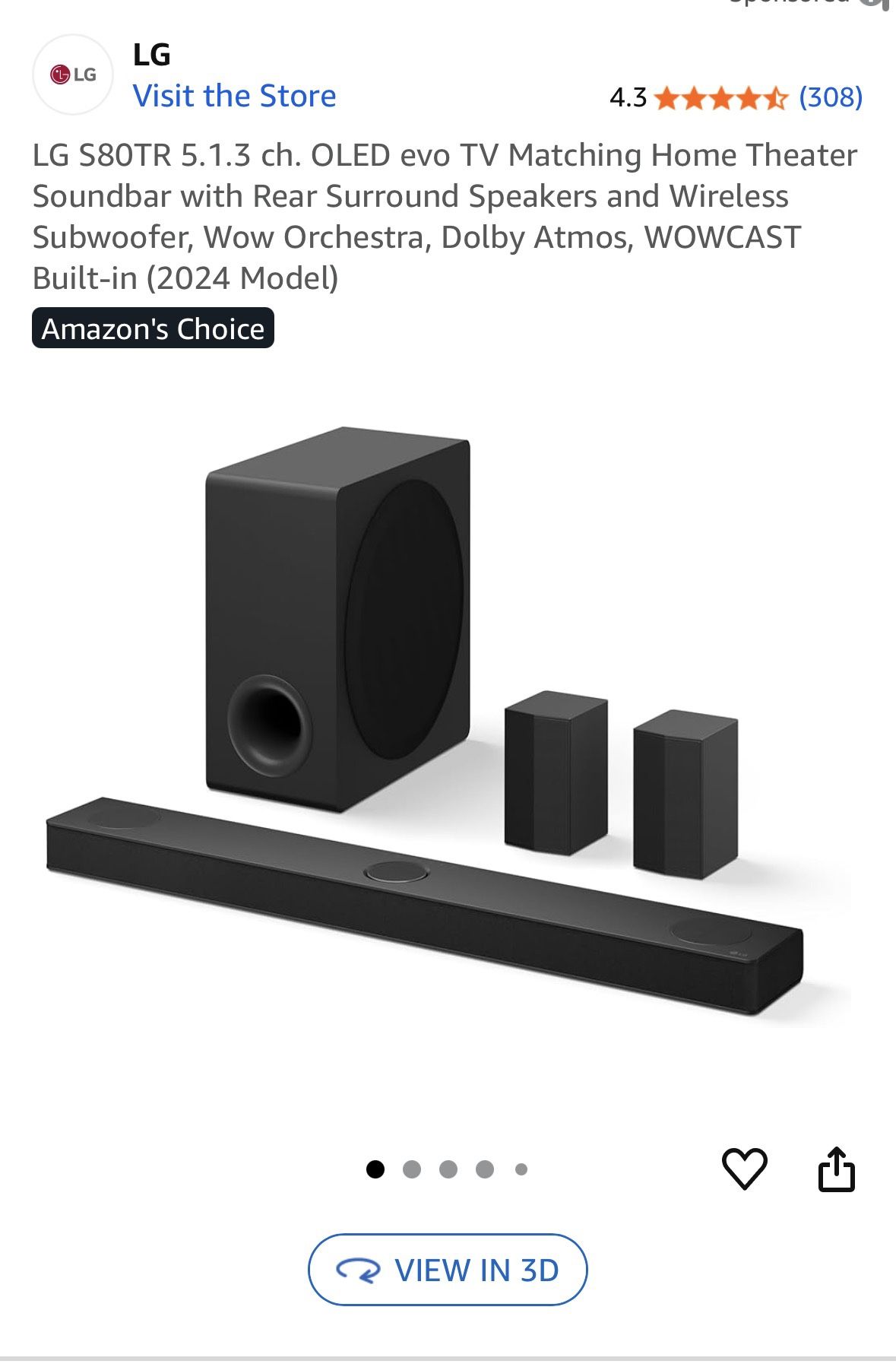 LG 5.1.3 Soundbar and Sub