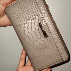 GiGi New York Wallet Stone Color Embossed Python Leather 