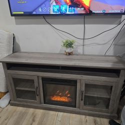 Modern TV Stand With Electric Fireplace