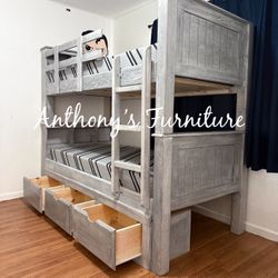Twin Bunk Bed With Mattress With Drawers 