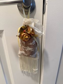 Scented lace Bag with orange flower door hanger