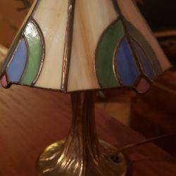 Vintage Stained Glass & Brass 1930's Lamp