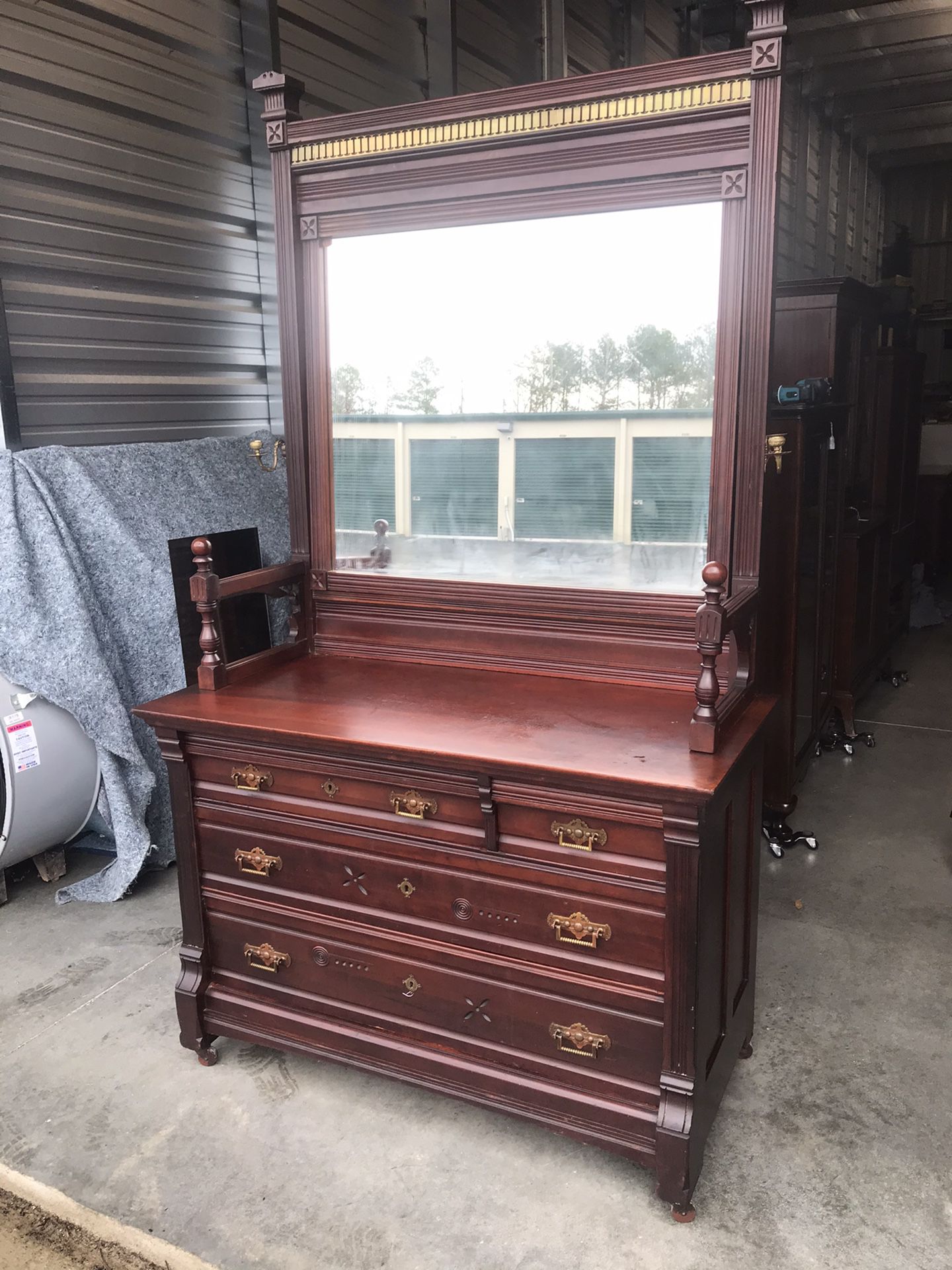 19th Century Chest with Big Mirror - Delivery Available