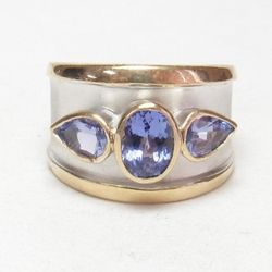  Early 90’s  LeVian 14k Yellow & White Gold Tanzanite Ring 