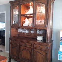 $150 (Firm) Lighted Buffet Hutch