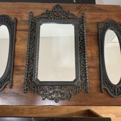 ✨ Vintage Homco Gothic Mirror Set (Set of 3) – Hollywood Regency Glam ✨
